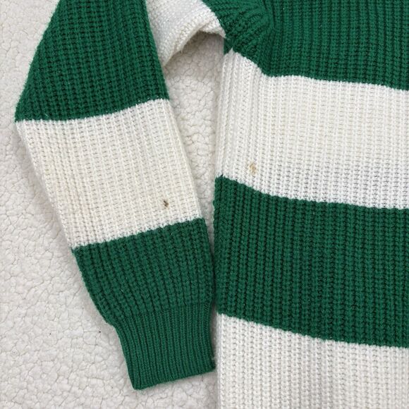 Vintage Joan Harper Knit Cardigan Sweater Womens M Button Green Striped Jumper - Picture 6 of 8